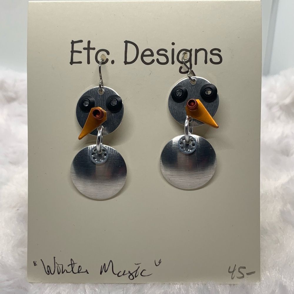Handmade snowman earrings